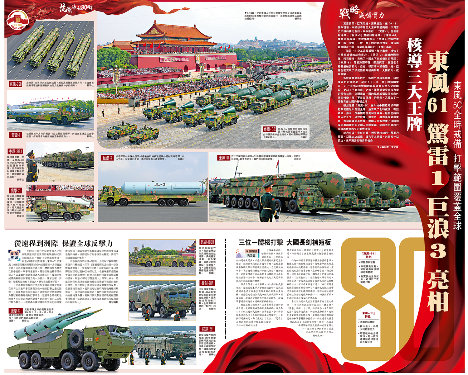 　　圖：核導三大王牌 東風61 驚雷1 巨浪3亮相