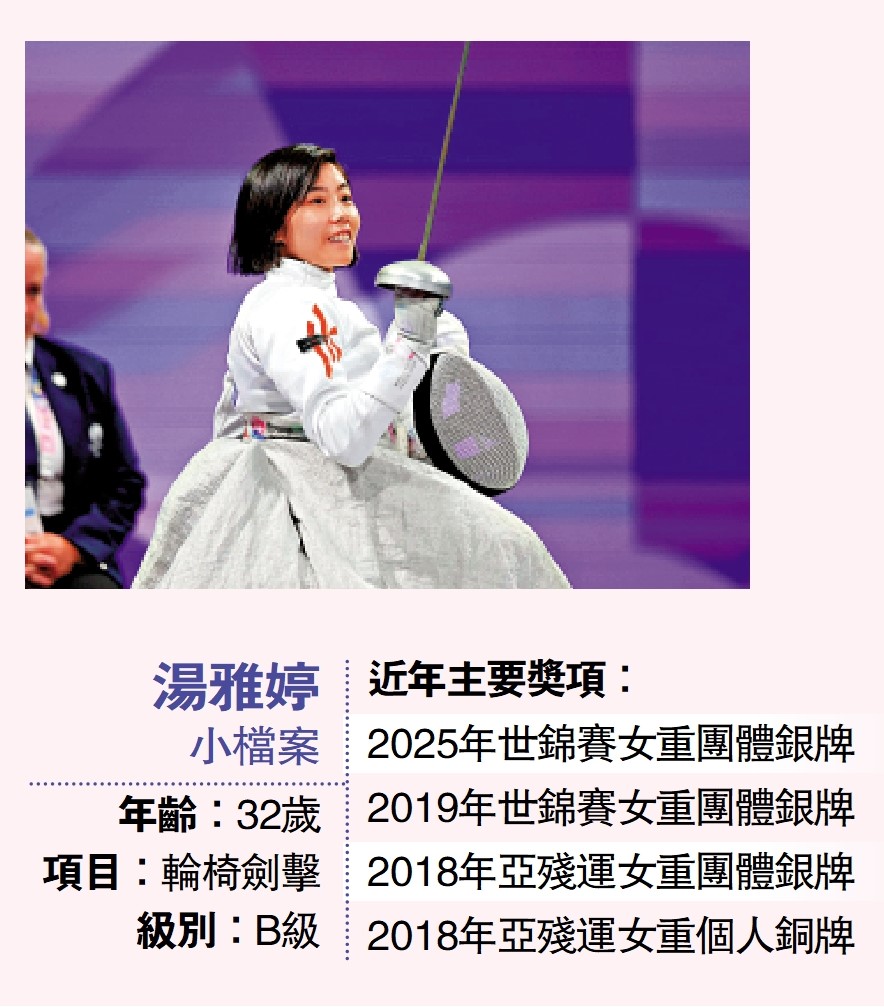 　　圖：湯雅婷日前於2025年殘疾人劍擊世錦賽，獲得女重團體銀牌。\資料圖片
