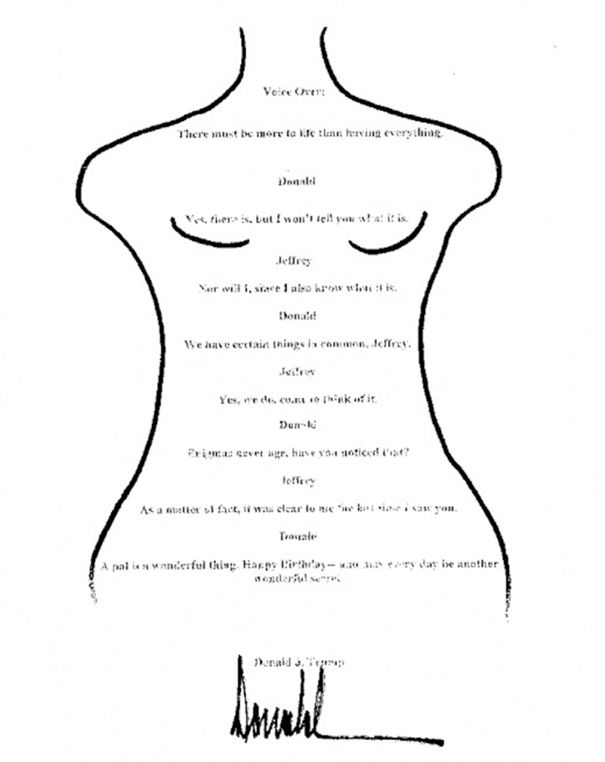 　　圖：民主黨人公開一封帶有特朗普署名、寫給愛潑斯坦的生日賀信。\路透社