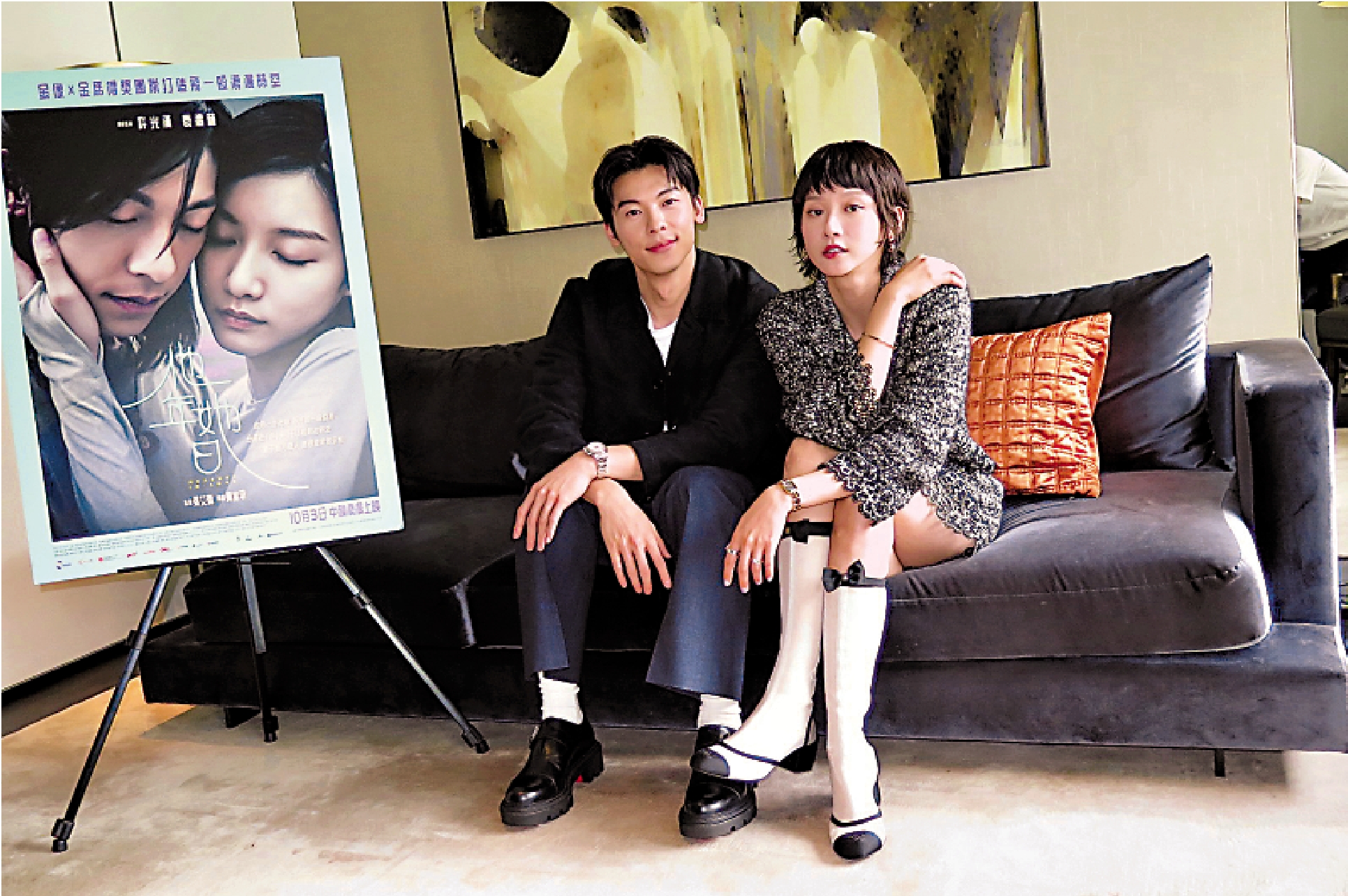 　　圖：台灣演員許光漢（左）與香港演員袁澧林（右）最近合演由張艾嘉監製的奇幻愛情電影《他年她日》。/大公報記者文霏霏攝