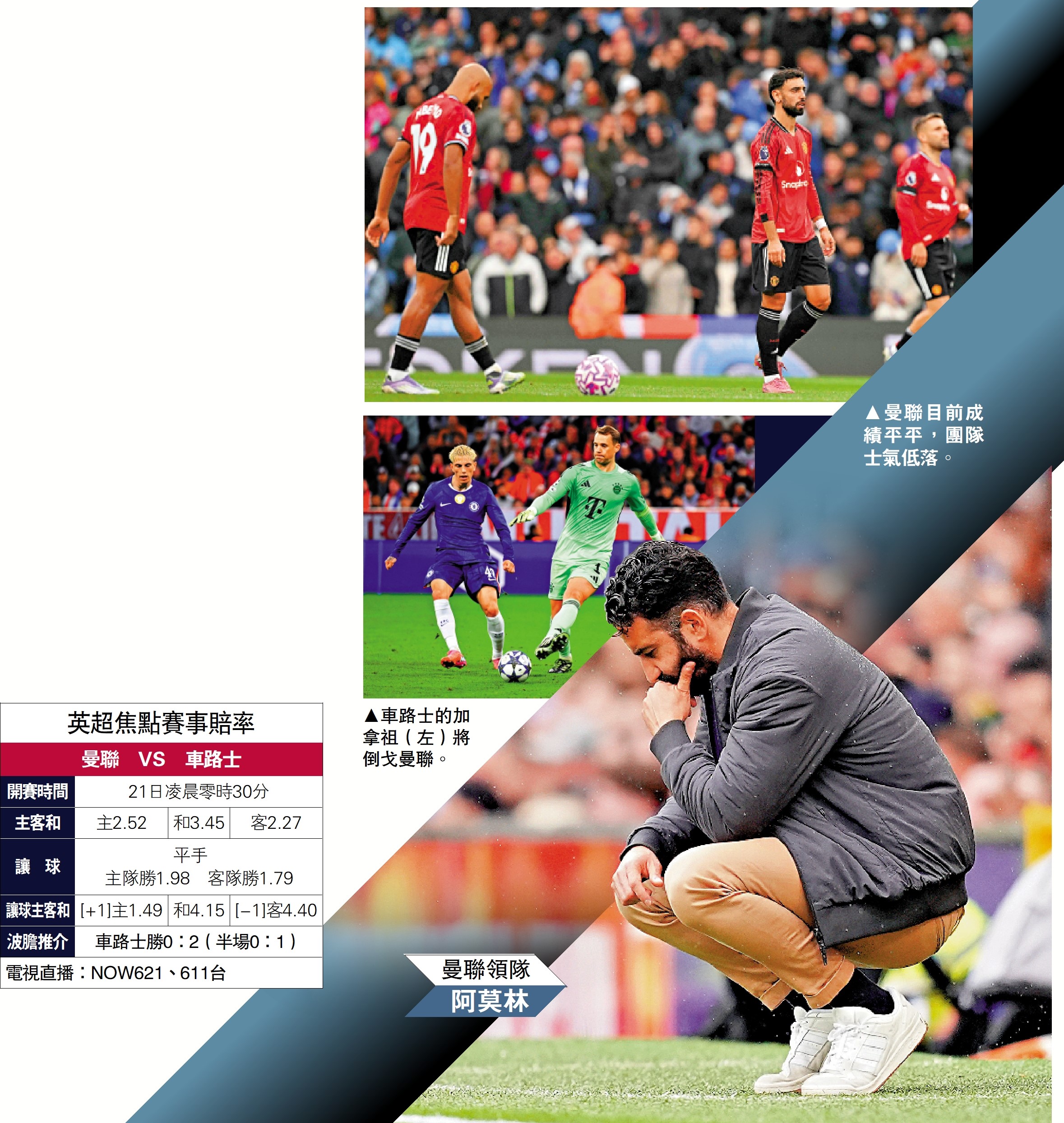 　　圖：曼聯主帥阿莫林四面楚歌