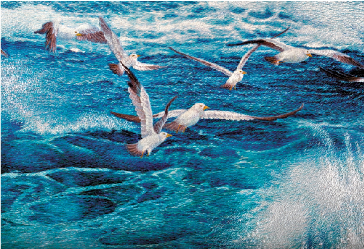 　　圖：蘇繡作品《啟航》（局部）。