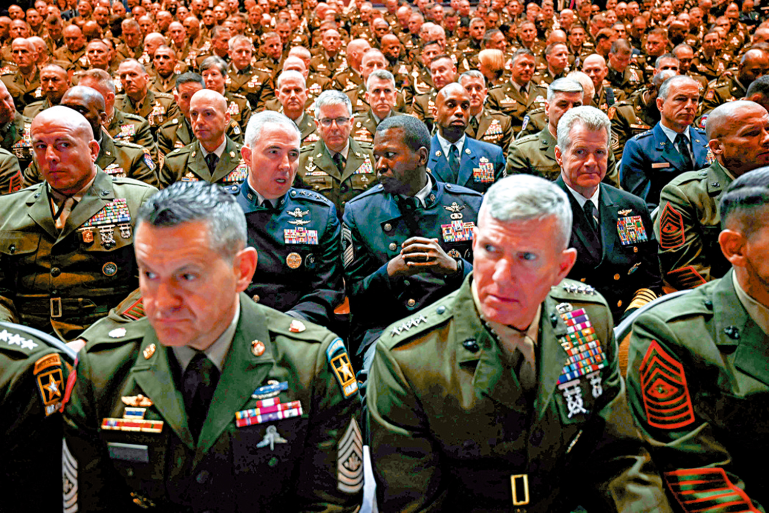 　　圖：全球數百名美軍將領9月30日在弗吉尼亞州匡蒂科基地出席會議。\法新社