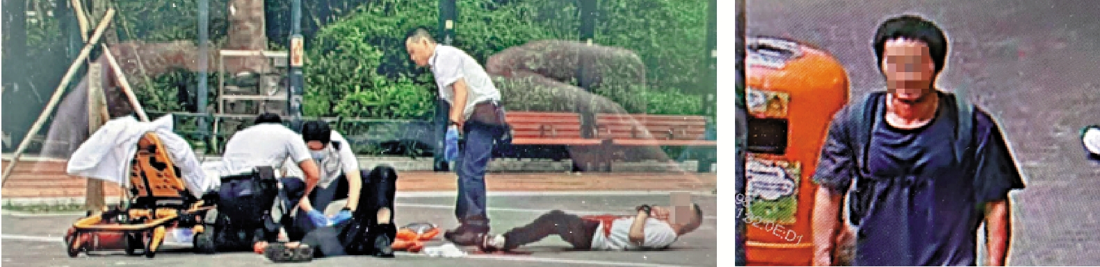 　　圖：海心公園兩名男子中刀重傷，右圖為疑兇。