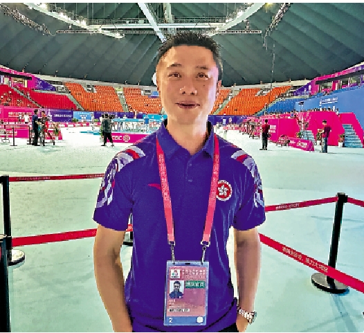 　　圖：香港蹦床隊領隊兼總教練林柏樑。\大公報記者敖敏輝攝