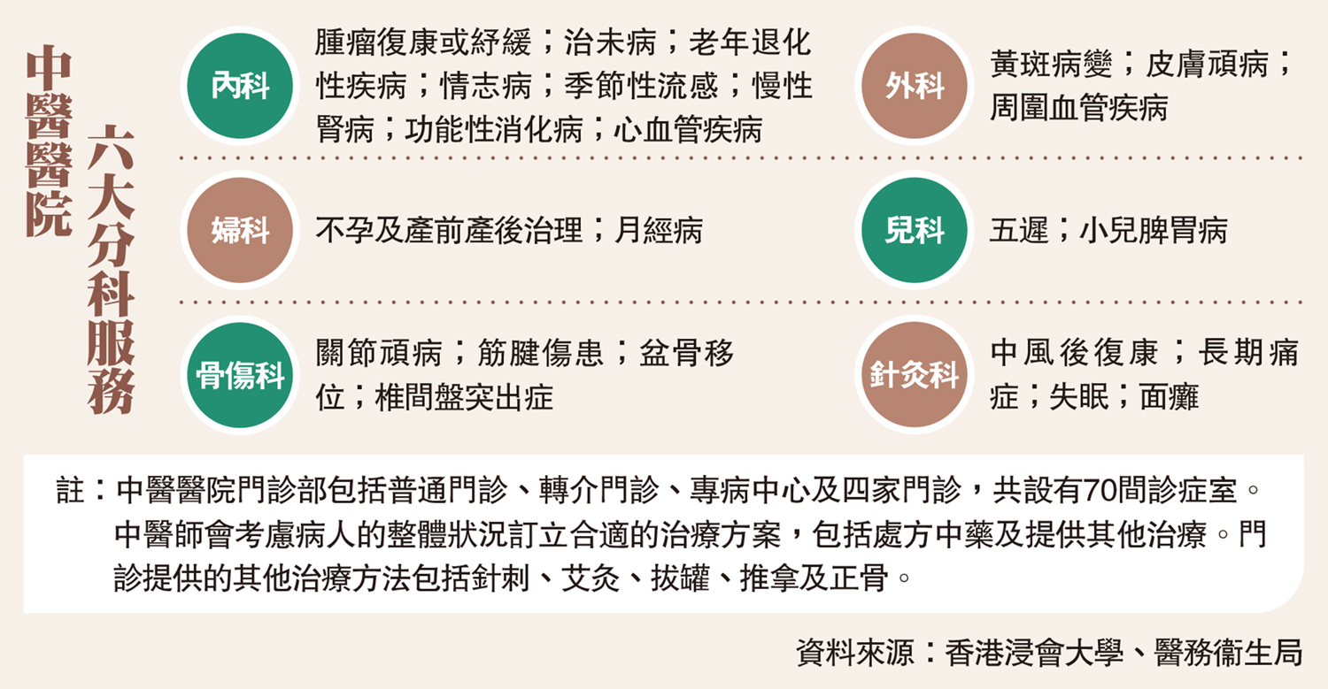 　　圖：中醫醫院六大分科服務