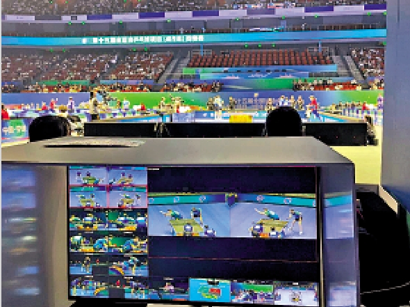 　　圖：乒乓球賽場內的裁判席。