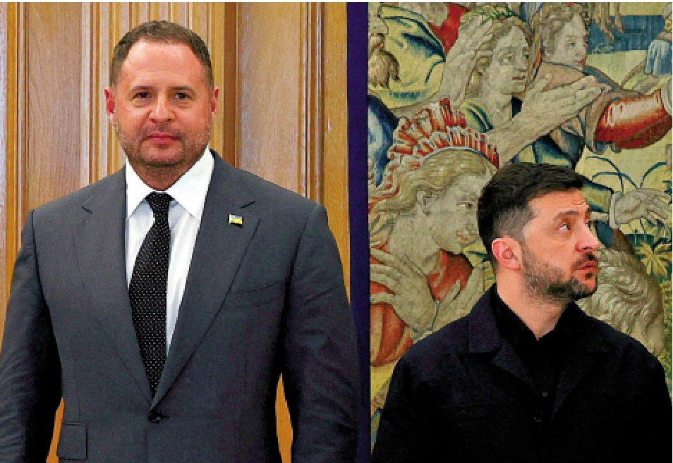 　　圖：烏克蘭總統澤連斯基（右）和總統辦公室主任葉爾馬克。\路透社