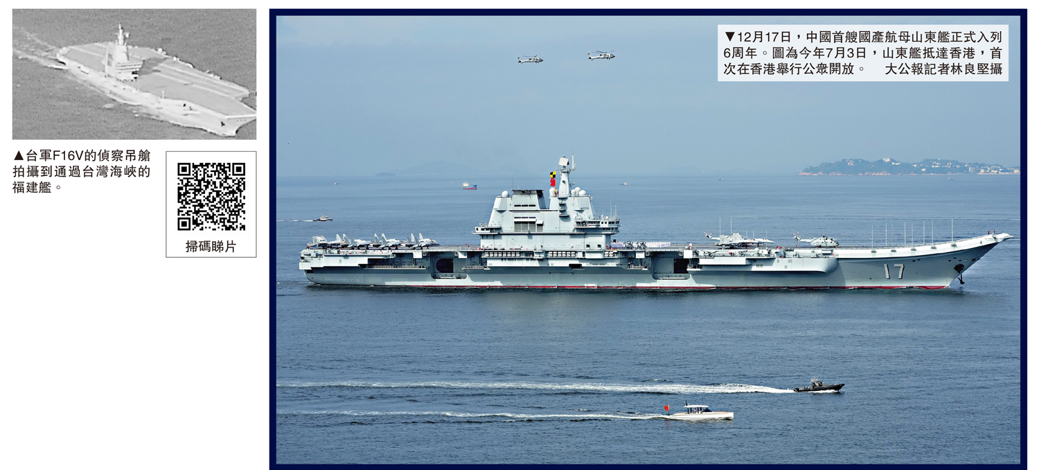 　　圖：12月17日，中國首艘國產航母山東艦正式入列6周年。圖為今年7月3日，山東艦抵達香港，首次在香港舉行公眾開放。\大公報記者林良堅攝