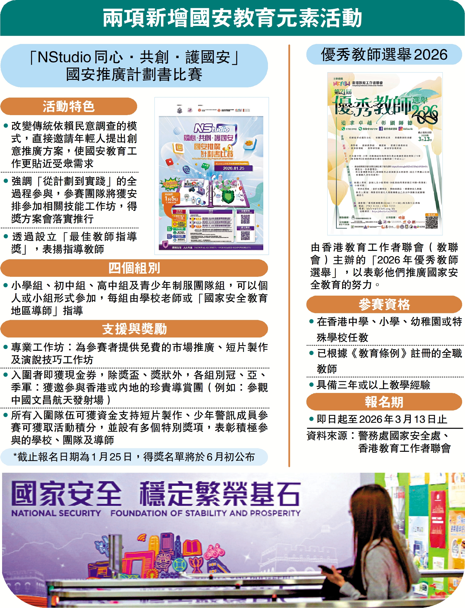 　　圖：兩項新增國安教育元素活動