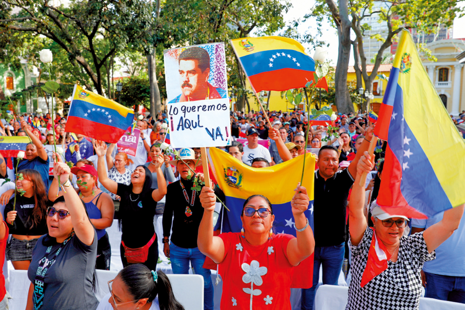 　　圖：委內瑞拉民眾11日舉行集會，要求美國釋放馬杜羅夫婦。\美聯社