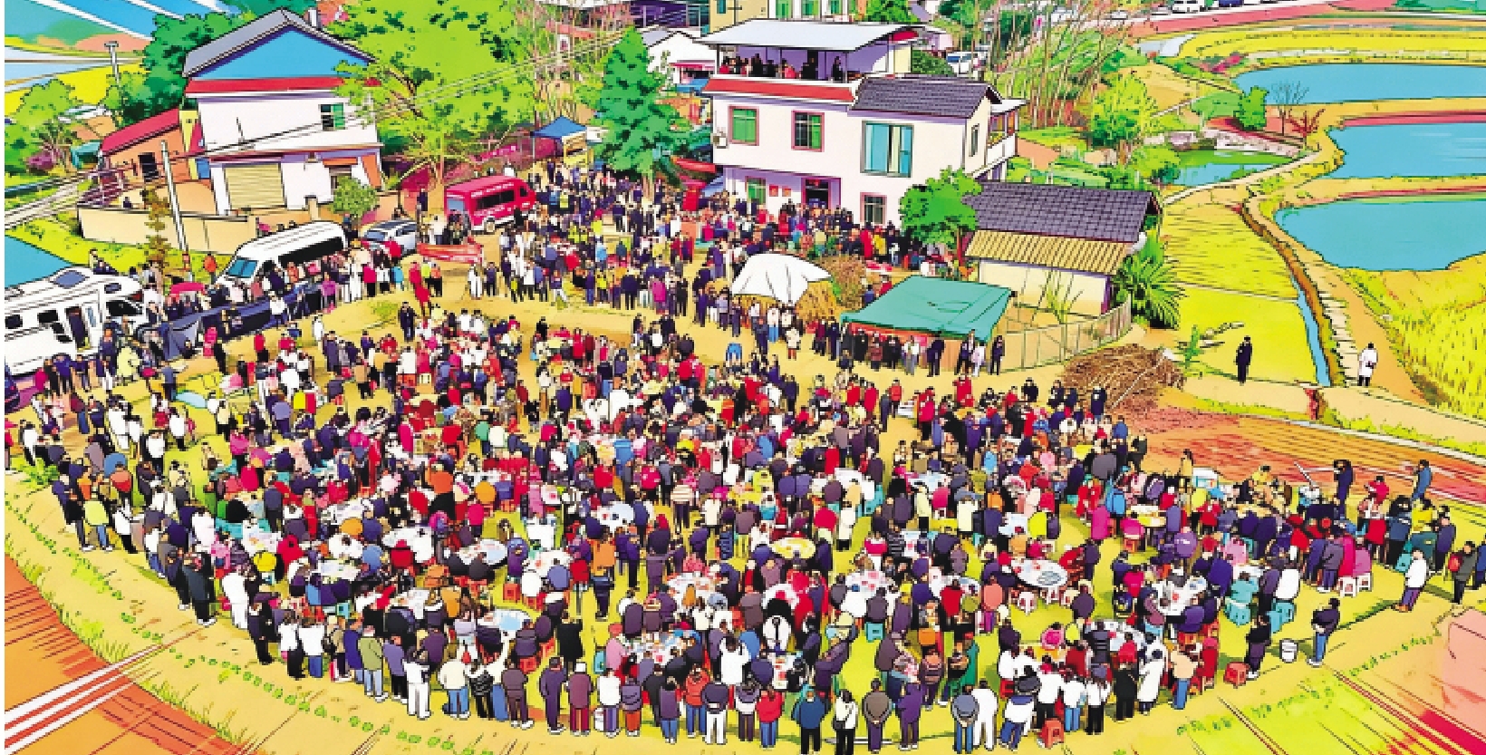 　　圖：數千網友趕赴合川雲門街道慶福村吃「刨豬宴」。