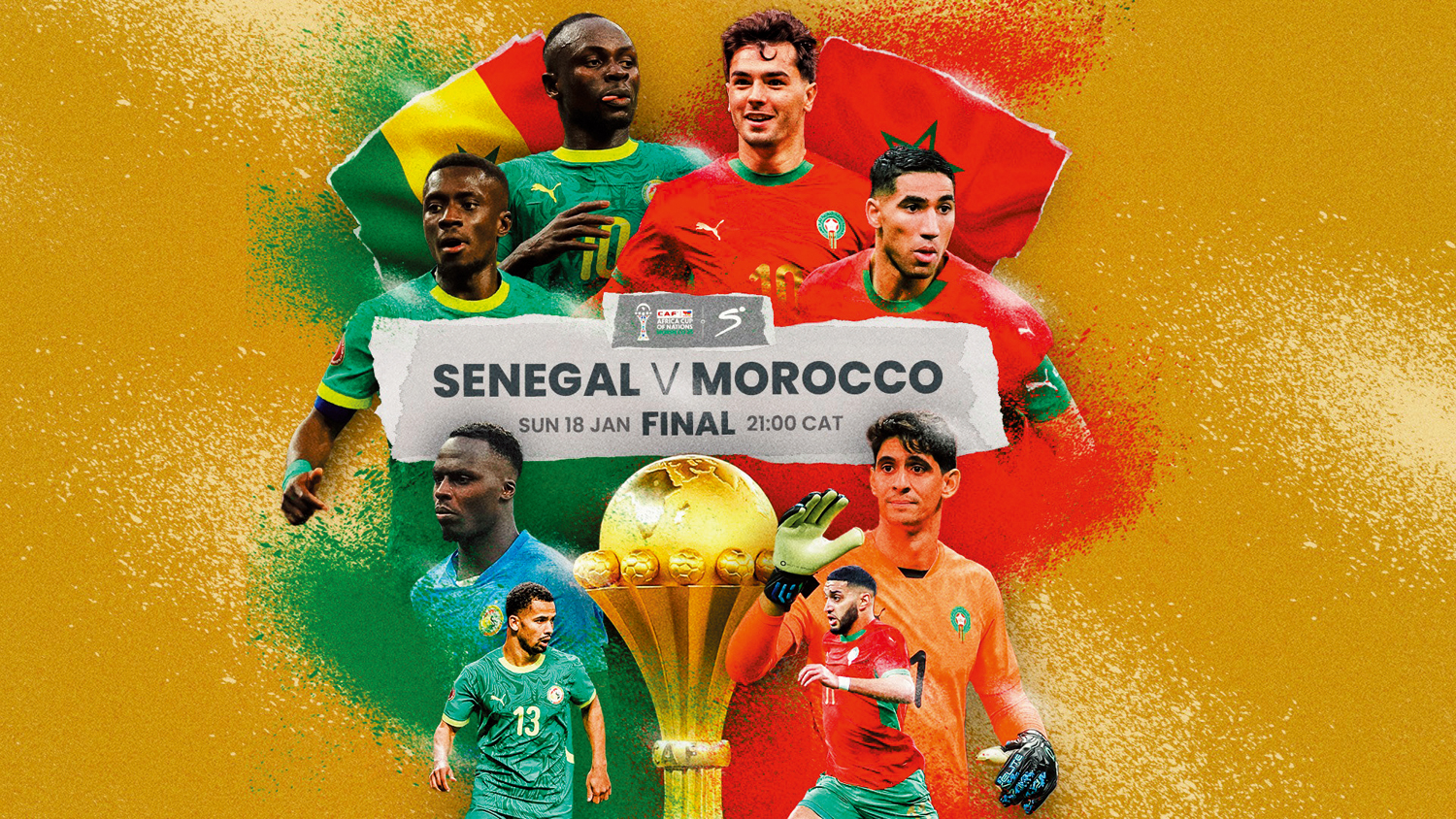 　　圖：不少電視台已製作非洲盃決賽的宣傳海報。