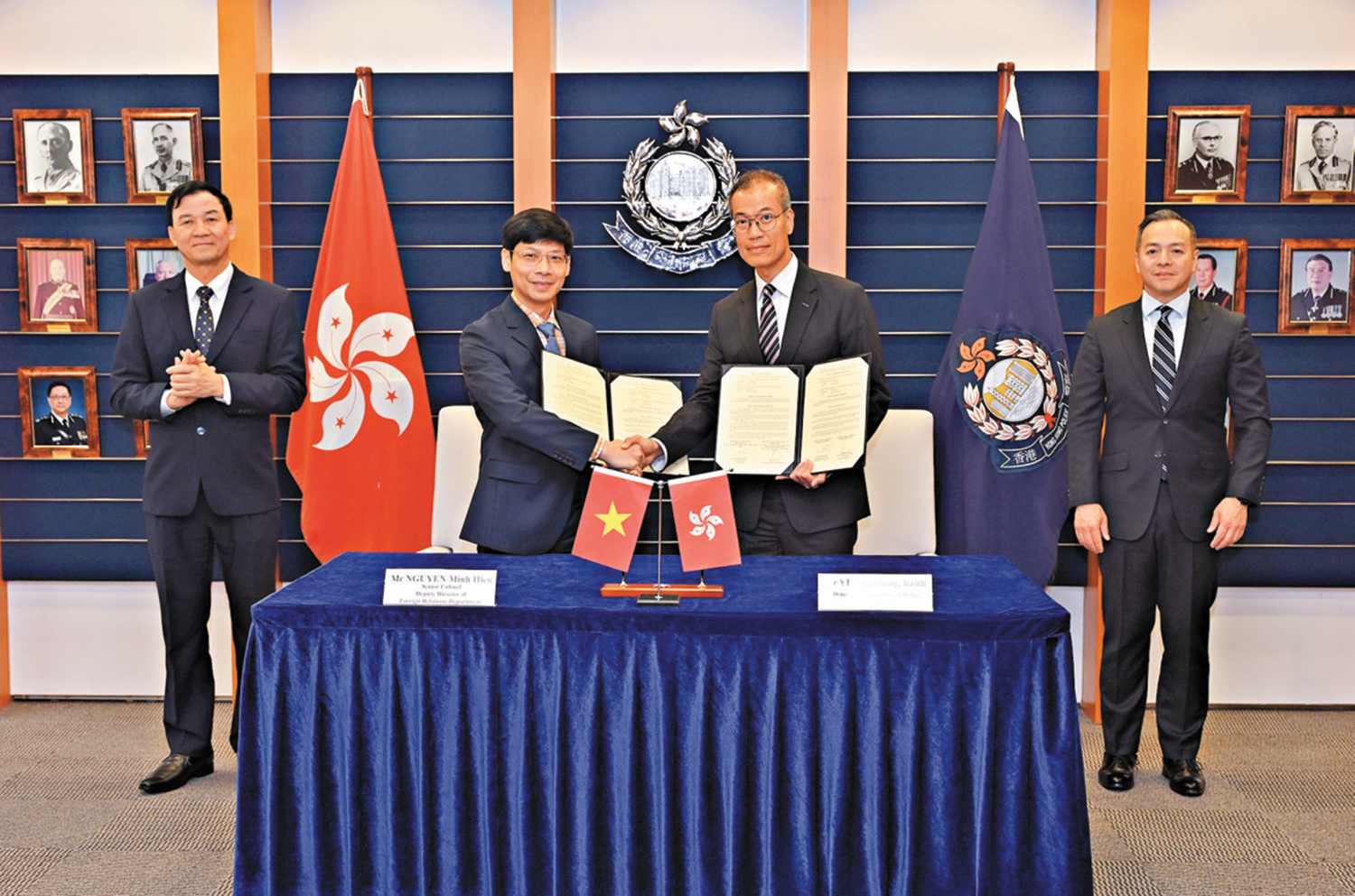 　　圖：香港警務處與越南公安部昨日簽署諒解備忘錄，提升打擊跨境犯罪的能力，深化夥伴關係和策略協作。
