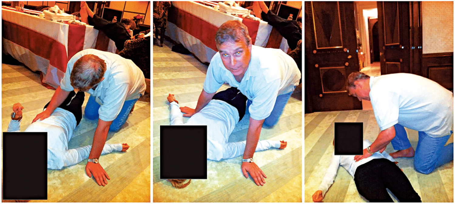 　　圖：美國司法部最新公布的愛潑斯坦案檔案中，前英國王子安德魯趴在一名女子身上的照片曝光。\路透社