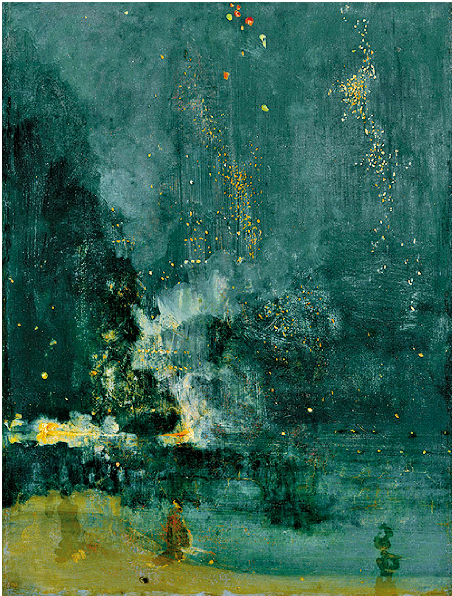 　　圖：詹姆斯·惠斯勒畫作《黑色和金色的夜曲：墜落的煙火》。