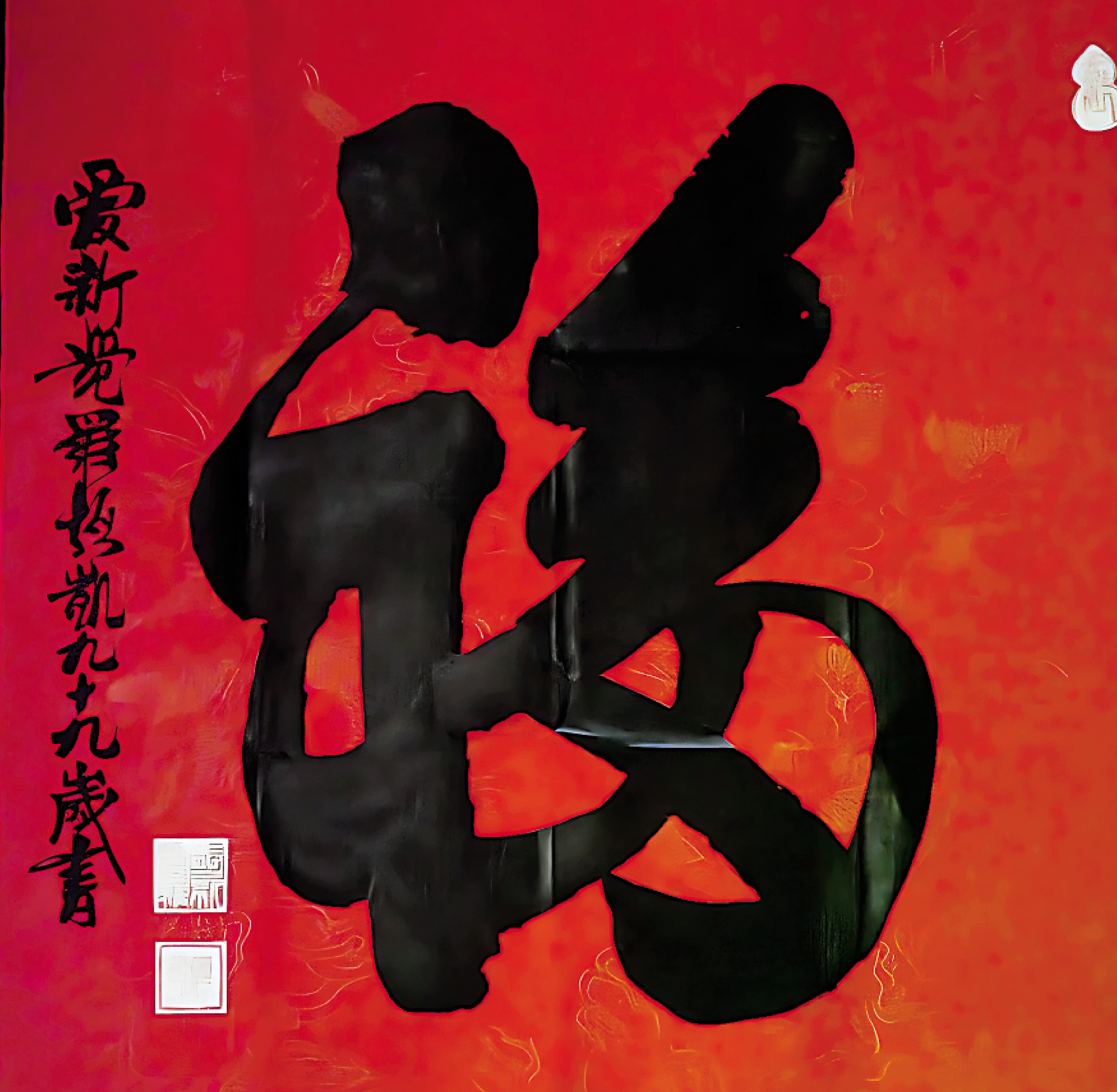 　　圖：愛新覺羅·恒凱99歲時書寫的福字。/作者供圖