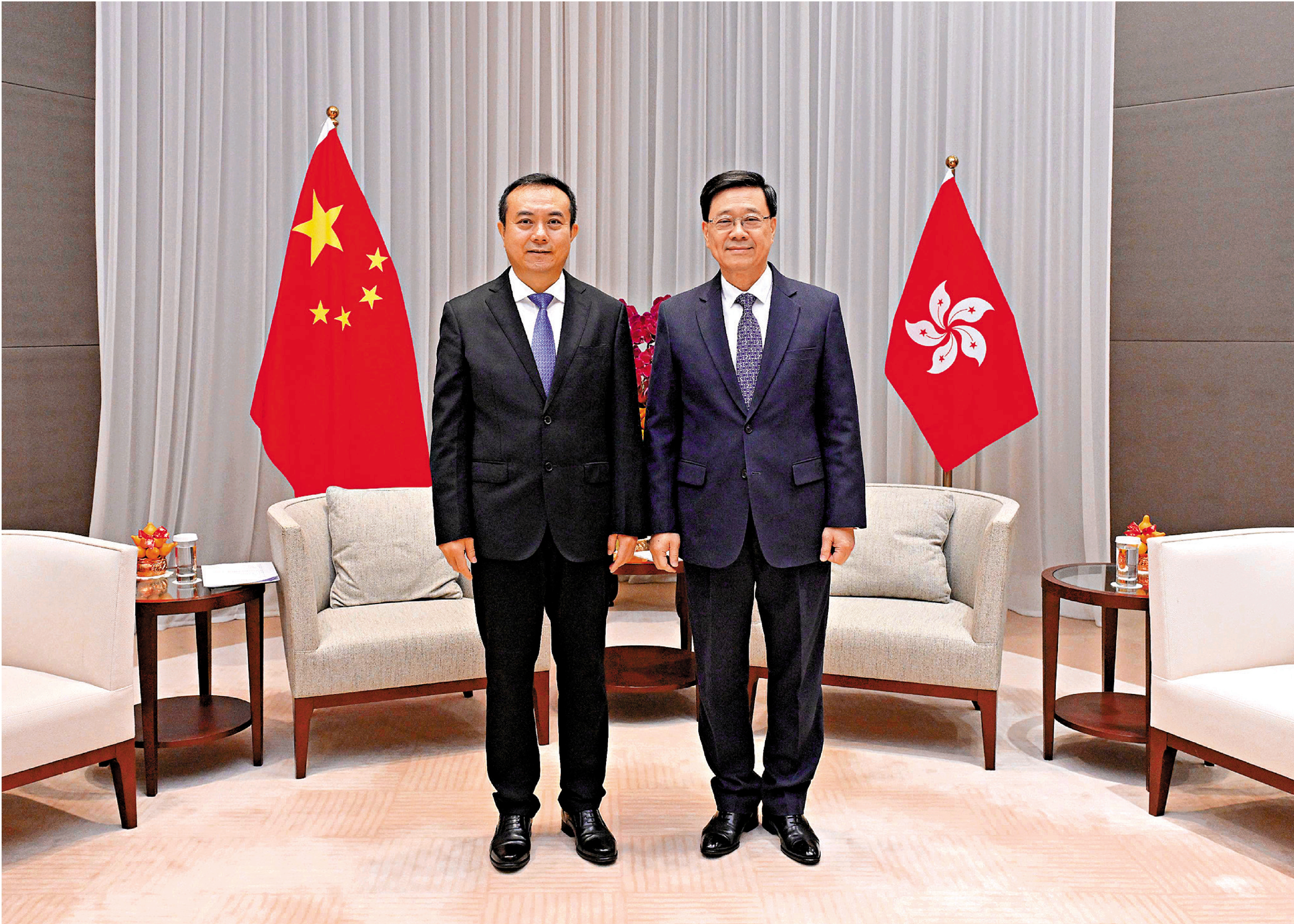 　　圖：行政長官李家超昨日與珠海市委書記陳勇會面。