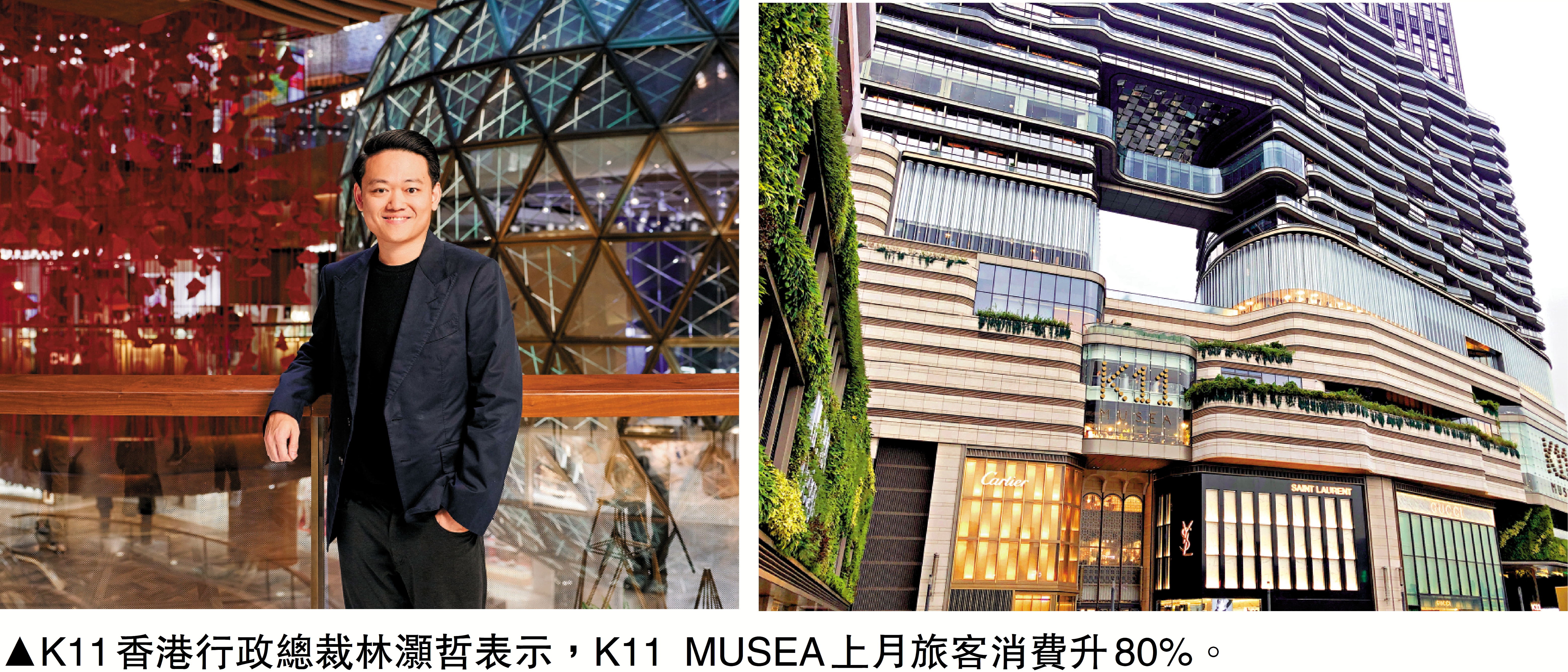 　　圖：K11香港行政總裁林灝哲表示，K11 MUSEA上月旅客消費升80%。