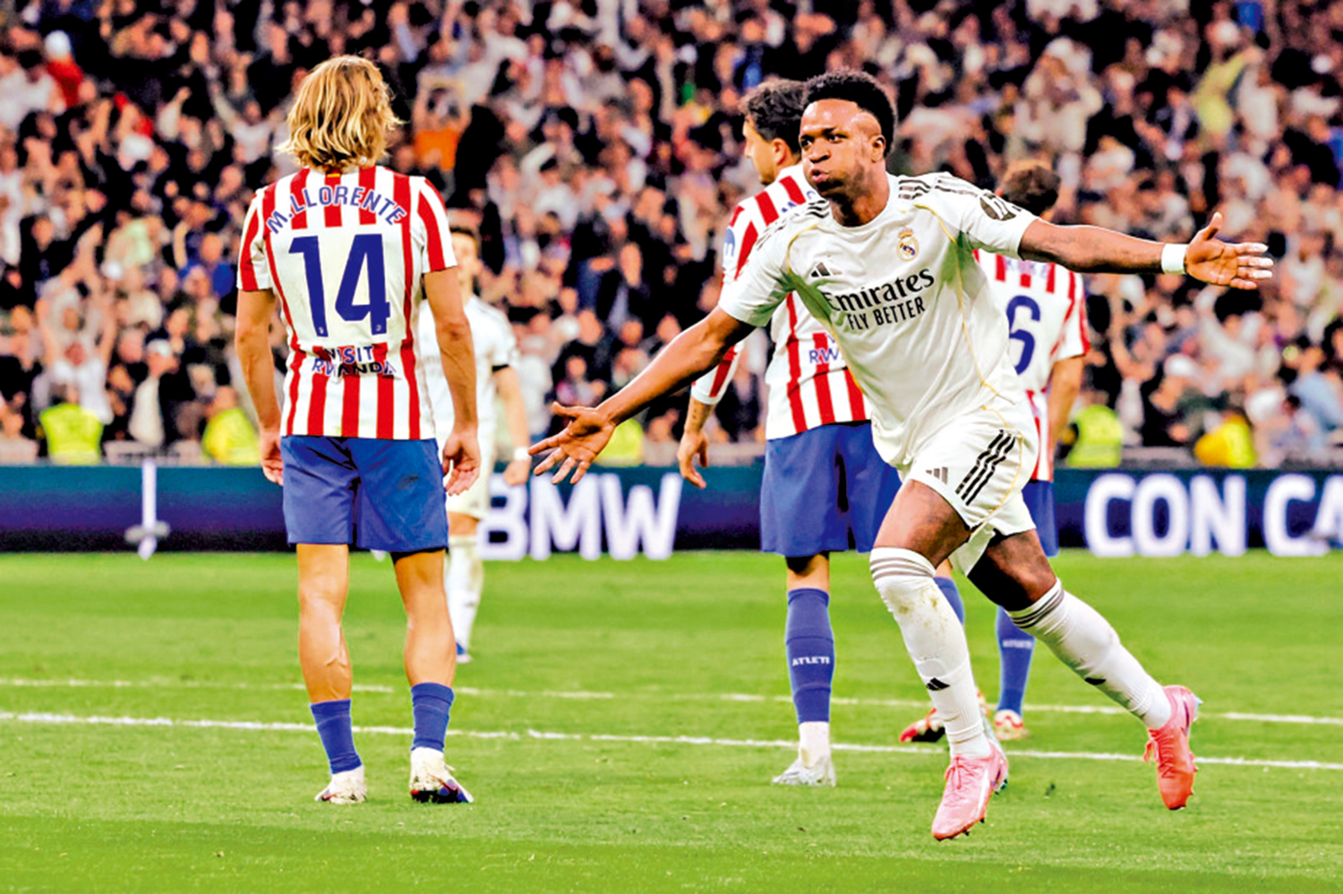 　　圖：雲尼斯奧斯（右）射入致勝球後慶祝。\法新社