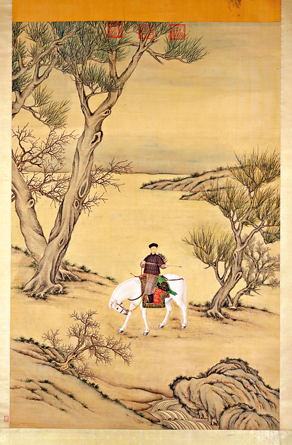 　　圖：清，郎世寧等繪，《弘曆挾矢圖像軸》，北京故宮博物院藏。