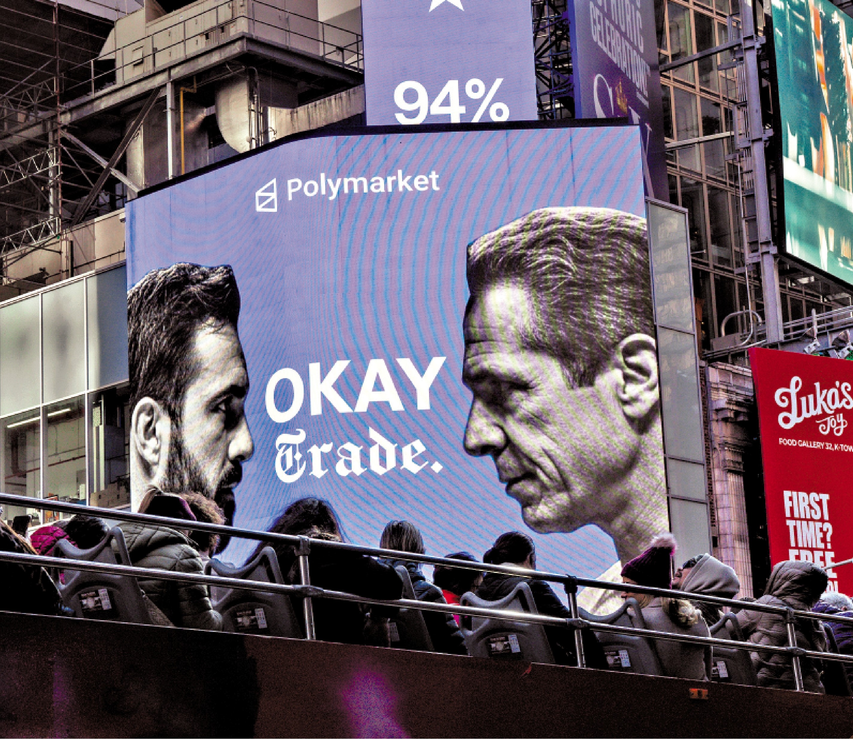 　　圖：Polymarket在紐約市投放廣告。/美聯社
