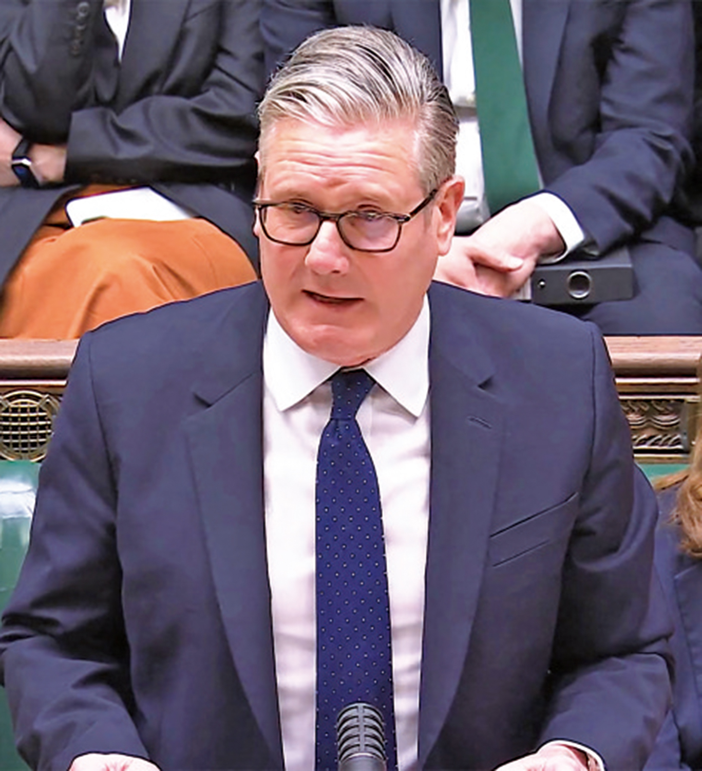 　　圖：英國首相斯塔默20日就前駐美大使曼德爾森任命一事在議會發表聲明。\法新社