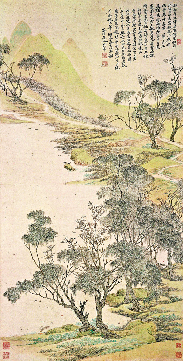 　　圖：吳歷《湖天春色圖》。\上海博物館藏