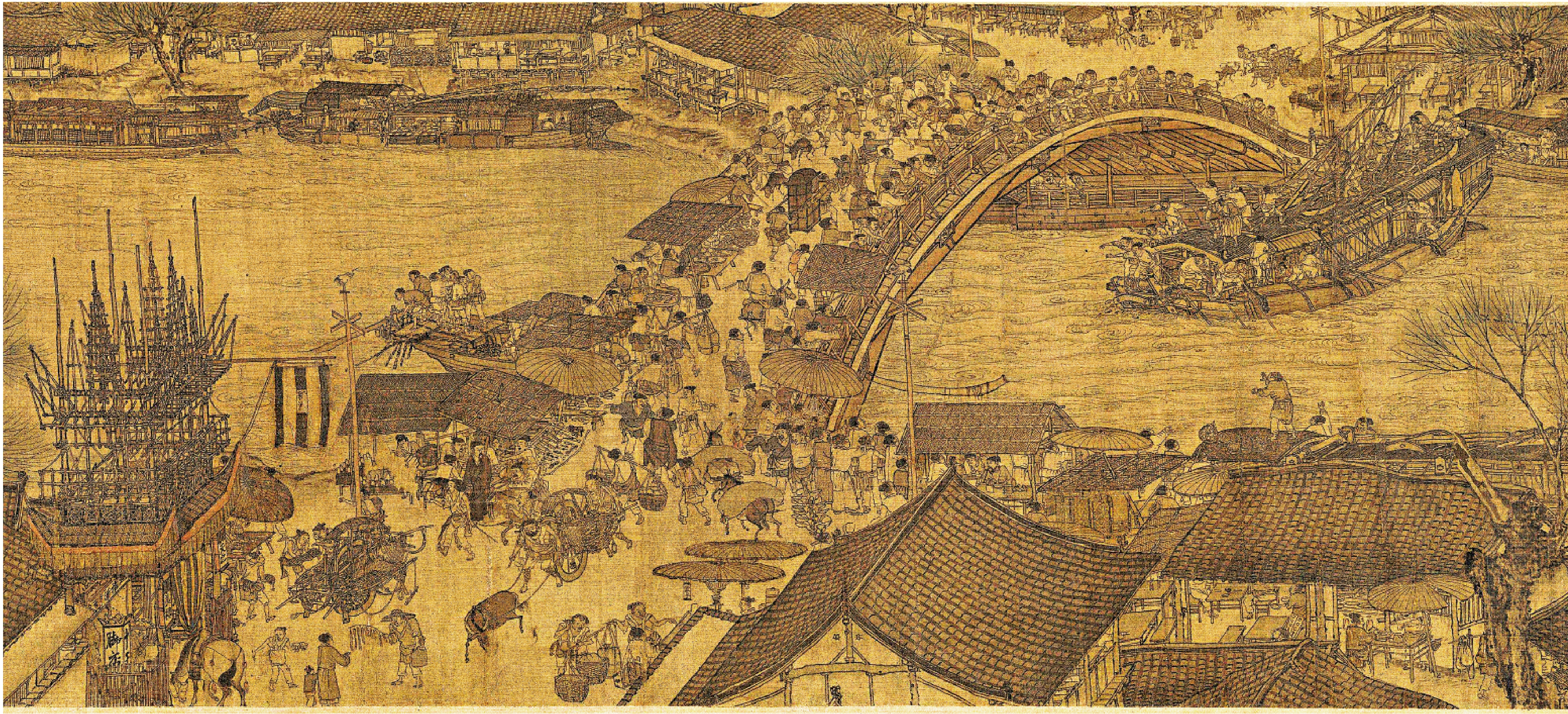 　　圖：《清明上河圖》（局部）描繪的汴京繁華市集。