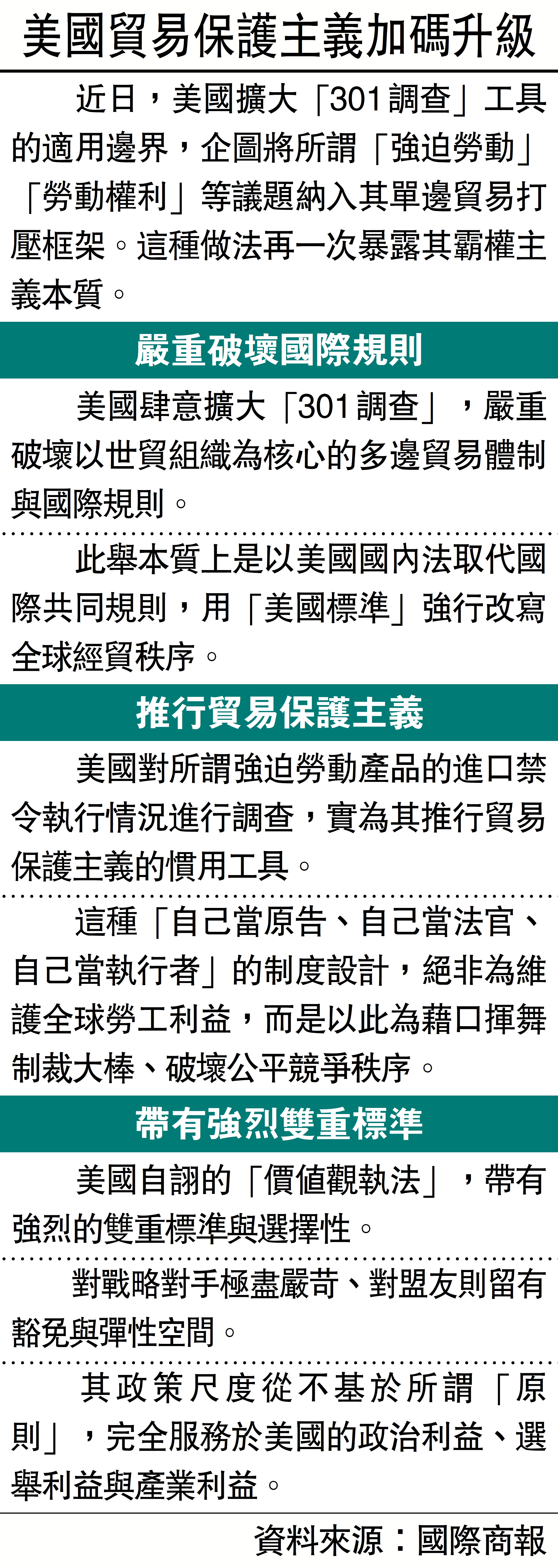 　　圖：美國貿易保護主義加碼升級。