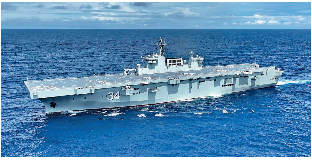 　　圖：近日，兩棲攻擊艦湖北艦，在南海某海域開展全訓考核。\資料圖片
