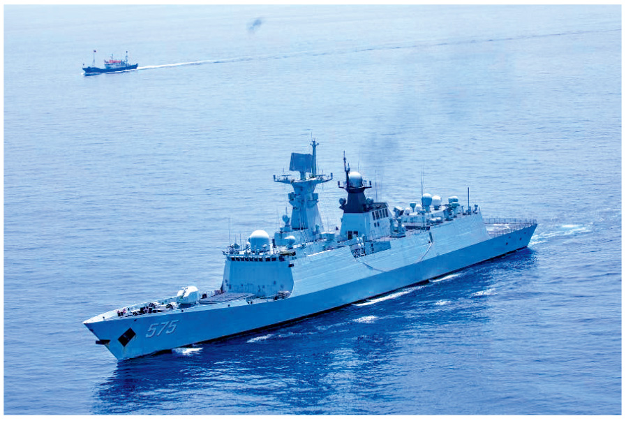 　　圖：岳陽艦在執行護航任務。\資料圖片