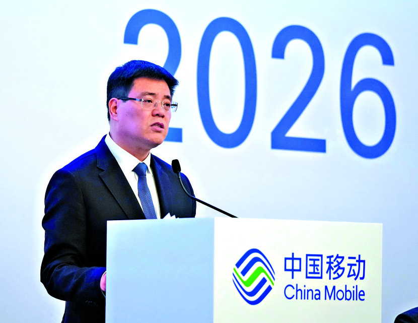 　　圖：陳忠岳表示，集團已組建Token辦公室，負責統籌推動Token全棧創新。\大公報記者何嘉駿攝