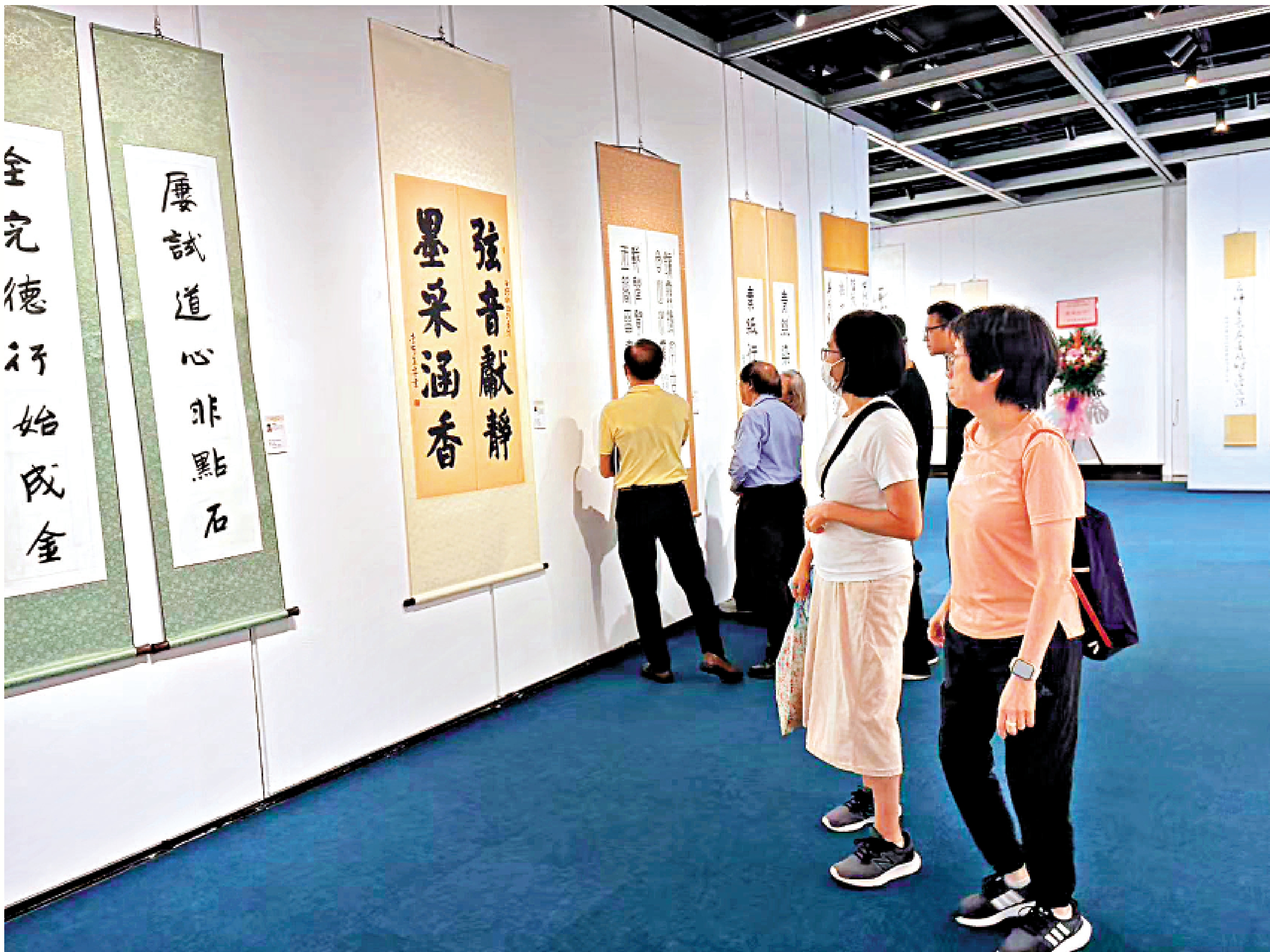 　　圖：「香港楹聯學會會員作品展」正在香港大會堂舉行。\大公報記者劉毅攝