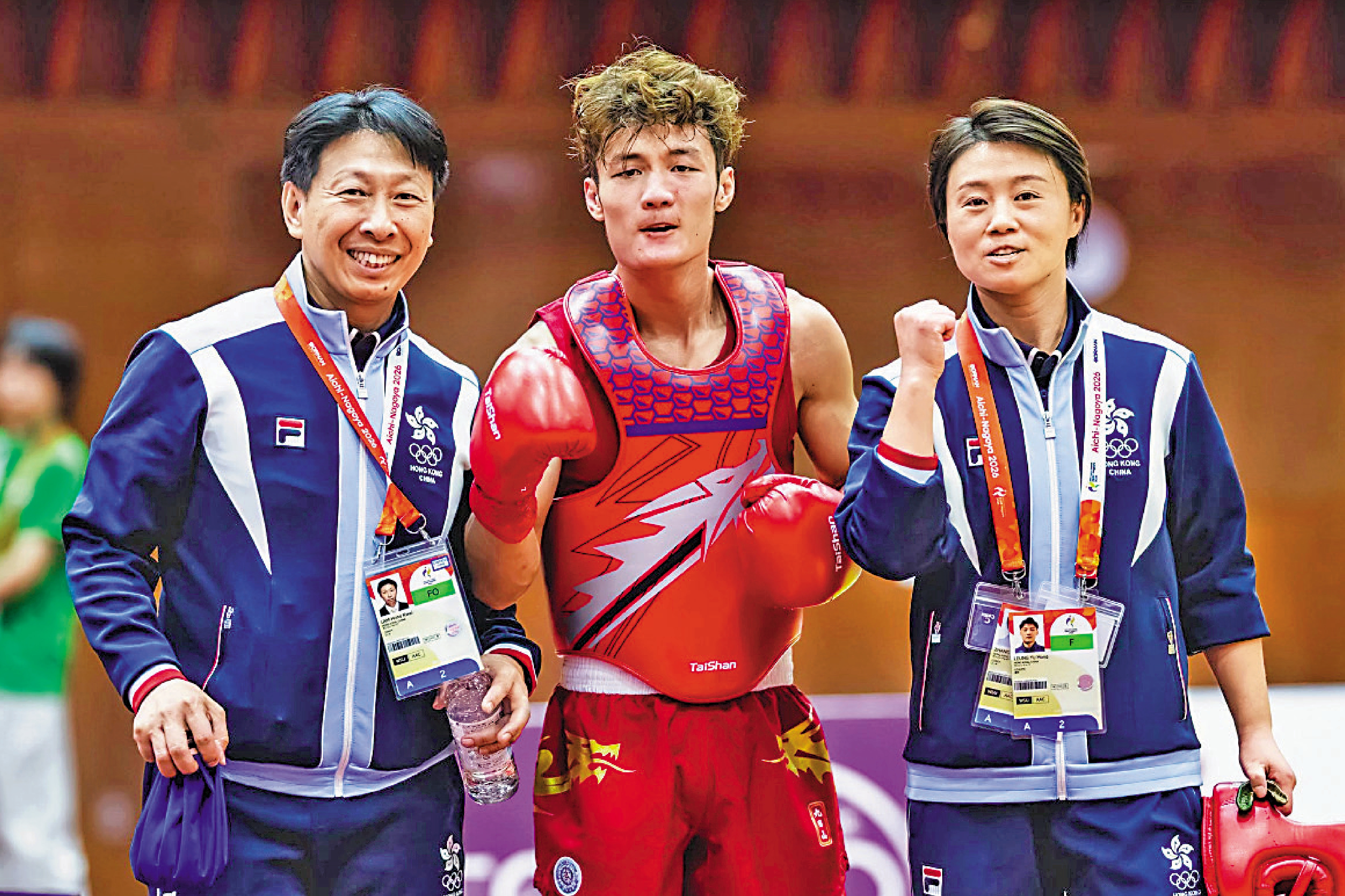 　　圖：梁宇航（中）狀態甚佳，越戰越勇。\港協暨奧委會圖片