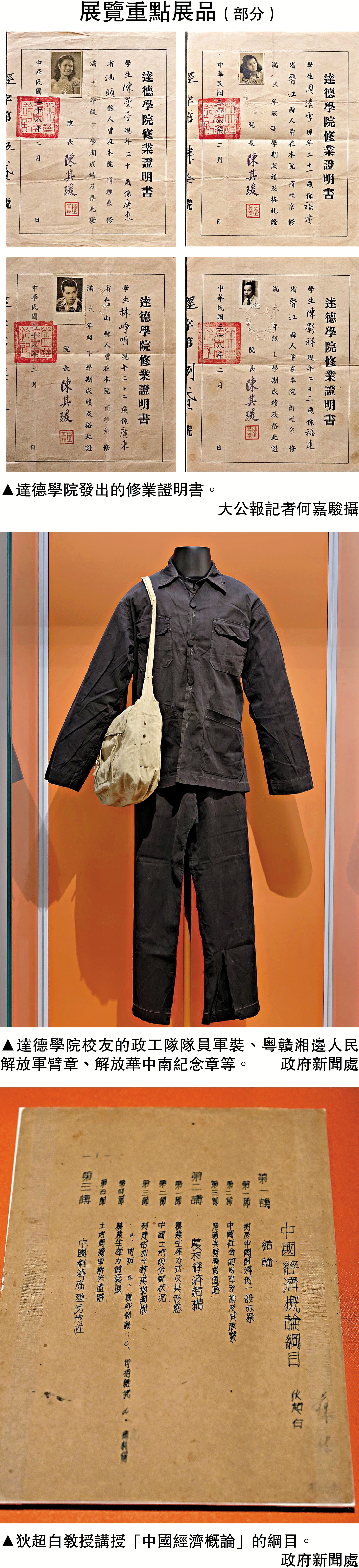 　　圖：展覽重點展品（部分）