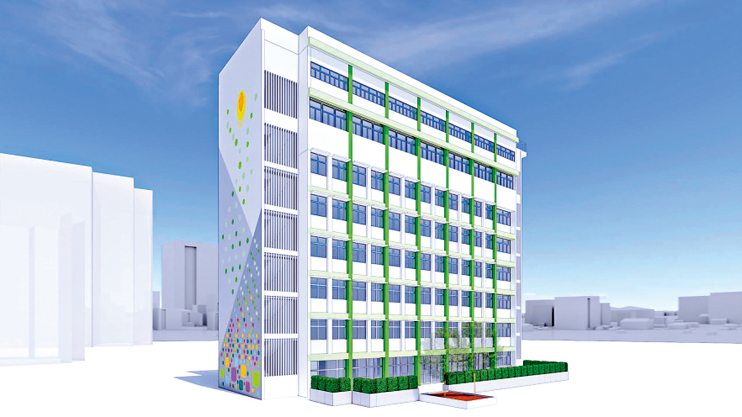 　　圖：由校舍改建的觀塘順利邨道簡約公屋項目構思圖。\政府新聞處
