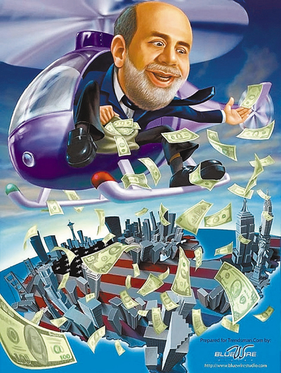 　■伯南克再度推行量化寬鬆，冀開動「印鈔機」救經濟。網上圖片 