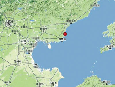 　■紅點處即為地震發生地。網上圖片