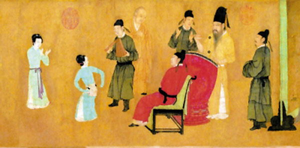 ■《韓熙載夜宴圖》是五代十國時期南唐畫家顧閎中的繪畫作品，現存宋摹本，絹本設色，藏於北京故宮博物院。此為局部圖。 網上圖片