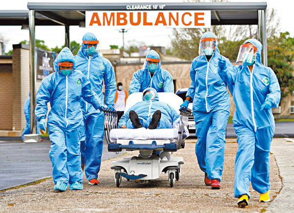 ■ 美國醫療物資不足，引起醫護人員憂慮。  美聯社