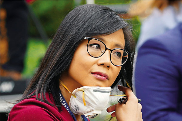 ■江維佳質問特朗普的防疫工作，反被特朗普無禮回應「去問中國」。 路透社