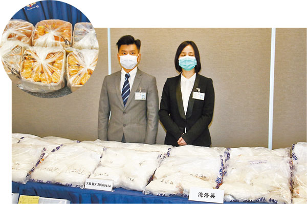 ■警方在粉嶺一工廈單位破獲今年最大宗販毒案，檢獲總值超過1.7億元的毒品。小圖為有毒品藏於樽裝果汁飲品內。