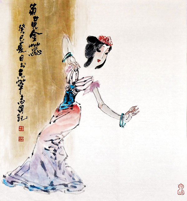 ■菊黃金蕊（中國畫）郝志國。  作者供圖