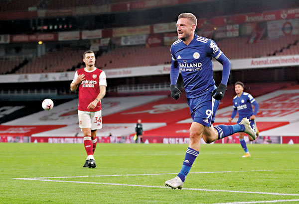 ■ 占美華迪一箭定江山，李斯特城近47年來首次作客戰勝阿仙奴。  美聯社