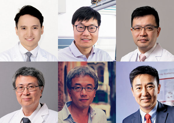 ■上排左起：高浩、王騁，袁孟峰。下排左起：黃建東、潘逸才、王循理。六人獲頒本年度的裘槎科研獎。 裘槎基金會圖片