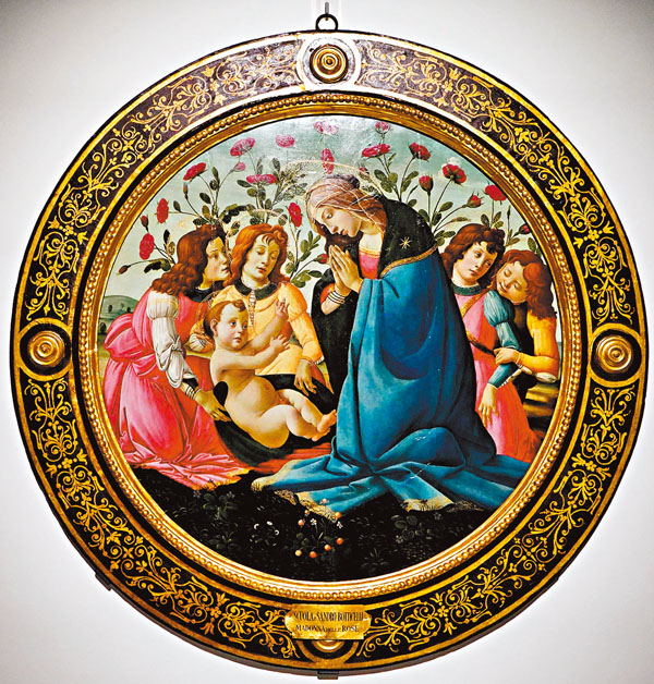 ■波提切利畫作《與眾天使朝拜聖子》。