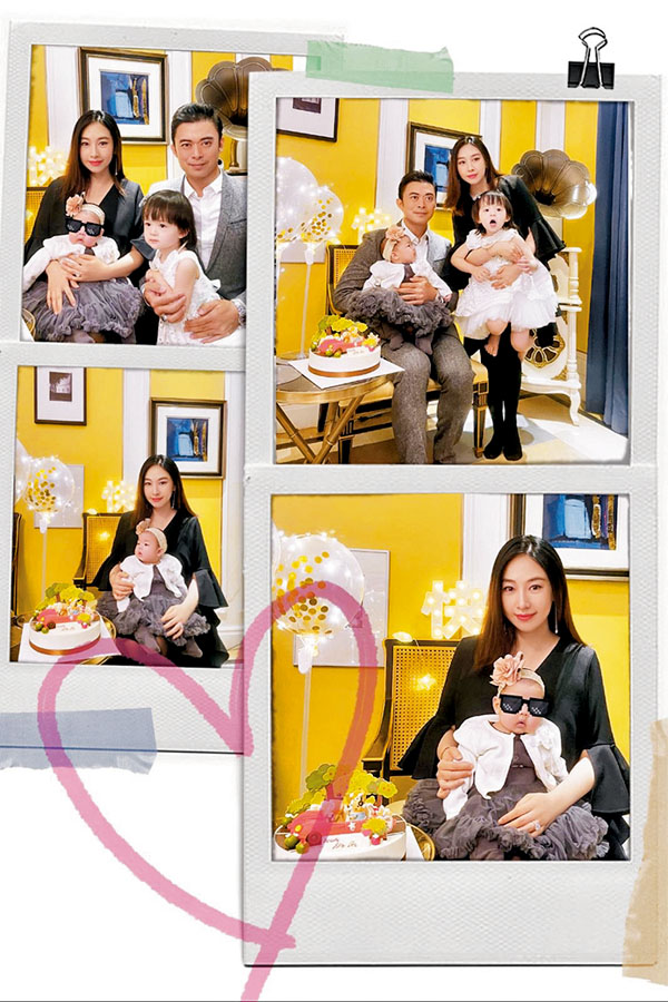 ●賈曉晨與樊少皇及兩位女兒溫馨拍全家福。