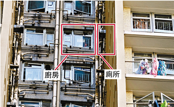 ● 仁石樓廚房與廁所緊挨。 香港文匯報記者  攝