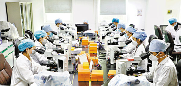 ●廣州加速布局病毒檢測和疫苗研發生產。圖為達安基因研發團隊。 受訪者供圖